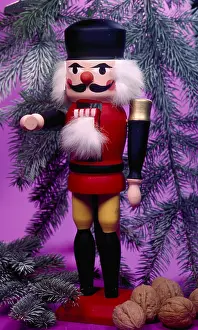Christmas Time Atmosphere Prints: Nutcrackers with green forks and nuts
