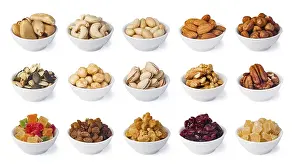 Close Up Nuts Prints: Nuts collection isolated on a white background
