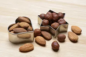 Almond Nutrition Prints: Nuts and cookie cutters, almonds and hazelnuts