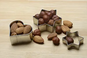 Hazelnut Nutrition Prints: Nuts and cookie cutters, almonds and hazelnuts