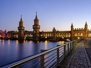 Stone Arch Bridge Europe Prints: Oberbaum bridge over the Spree in the evening light