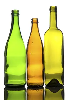 Empty Beer Bottles Prints: Object on white - Three empty bottle