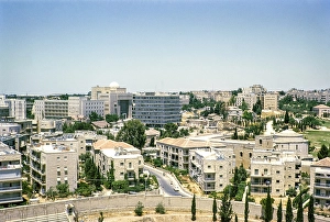 Urban Environment Middle East Prints: Oblique view from an elevated position over the city of Jerusalem