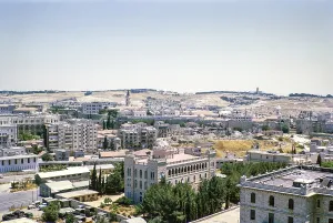 Urban Environment Historic Center Prints: Oblique view from an elevated position over the city of Jerusalem