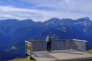 German Alps Mountain Range View Prints: Observation platform, mountain station
