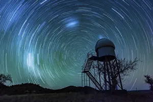 Long Exposure Light Trail Prints: Observatory under a starry sky
