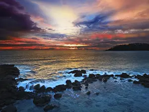 Ocean Sunset Prints: Ocean sunset with great cloudscape