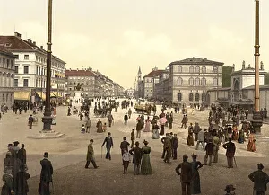 Bavaria Old Town View Prints: Odeonsplatz in Munich, Bavaria, c