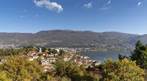 Prints of Ohrid, North Macedonia, 1 November, 2022: view of the old town of Ohrid and Lake Ohrid in late autumn North Macedonia Prints: Ohrid, North Macedonia Print: Autumn View of Old Town and Lake Ohrid