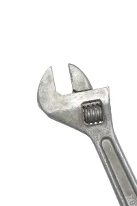 Studio Shot Of Wrenches Prints: Old adjustable spanner isolated on white background