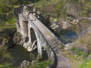 Waterfront Travel Photography Prints: Old arched bridge over a river