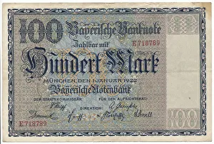 Old Banknote, 100 Marks, Front Print (1922)