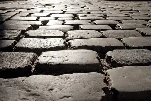 Deserted Street Pavement Prints: Old Cobblestone