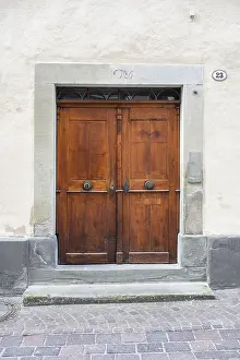 European Traditional Building Style Prints: An old front door made of solid wood