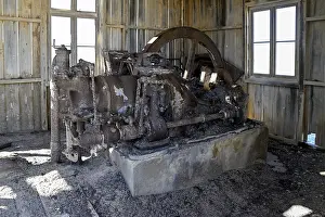 Deserted Building Architecture Prints: Old engine in a dilapidated building