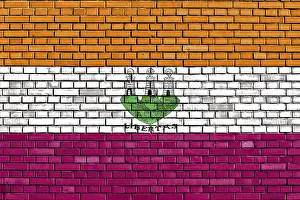Prints of Old Flag of San Marino painted on brick wall San Marino Prints: Old Flag of San Marino Print on Brick Wall