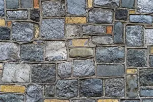 Historic Quarter Exterior View Prints: Old grungy stone wall. Texture and Background for your projects and creative work