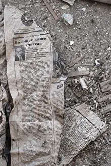 High Mountain Range Photography Prints: Old newspaper and objects from the USSR