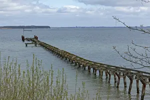 Baltic Sea Germany Prints: Old pier, in the background Denmark
