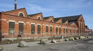 Prints of Old railway workshop built of bricks in Ystad, Skane County, Sweden, Scandinavia Old railway workshop built of bricks in Ystad, Skne County, Sweden, Scandinavia Railway Prints: Ystad Old Railway Workshop Brick Print, Sweden