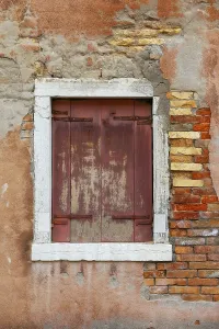Framed Print : Old Red Brick Wall Print with Closed Window Framed Print : Old Red Brick Wall Print with Closed Window