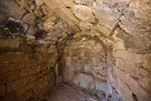 Historic Building Structure Prints: Old, rustic interior with stone walls and structural details