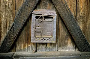 Timber Building Structure Prints: Old rusty letterbox