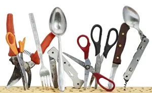 Handicraft Studio Shot Prints: Old rusty tools- knifes, spoons