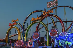 Oktoberfest Amusement Ride Prints: Olympic five-loop, rollercoaster