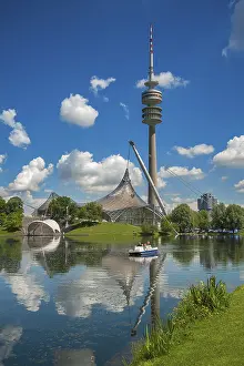 Olympic Prints: Olympic Park Print with Tower and Lake, Munich, Germany