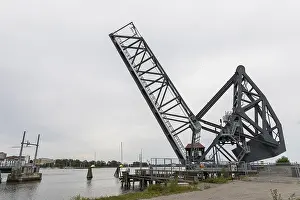 Prints of One-armed folding bridge, the so-called German Bridge, historic railway bridge at the southern end of Lake Vanern, Vanernborg, Vastra Gotalands lan, Sweden One-armed folding bridge Railway Prints: One-armed Folding Bridge Print, Vastra Gotalands lan, Sweden