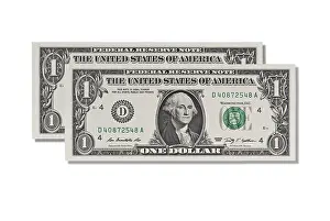Paper Money Cutout Prints: Two one-dollar-bills