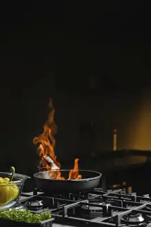 Balanced Diet Tips Prints: Open and controlled fire in a frying pan