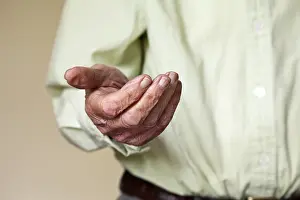 Elderly Man Prints: Open hand of an elderly man, eighty years