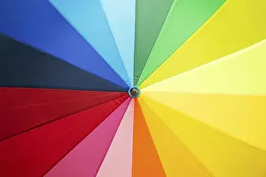Colourful Deserted Landscape Prints: Open multicolored umbrella background
