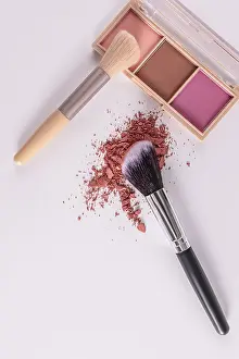 Makeup Brushes Prints: An open pack of multi-colored blush