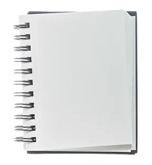 Stationery Items Prints: Opened blank notepad isolated on white