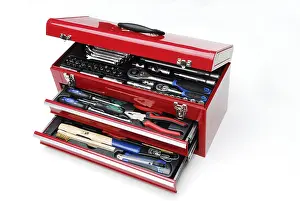 Red Toolbox Prints: Opened tool Box
