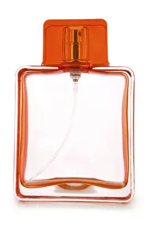 Prints of Empty orange perfume bottle, insulated Contemporary Art Prints: Empty Orange Perfume Bottle Print