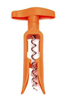 Plain Colored Background Image Prints: Orange plastic corkscrew on a white background