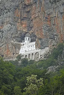 Southeast Europe Abbey Prints: Ostrog Monastery built in rock