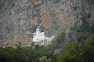 Uninhabited Religious Buildings Prints: Ostrog Monastery built in rock
