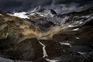 Deserted Mountain Valley Prints: Otztal mountains with dramatic sky