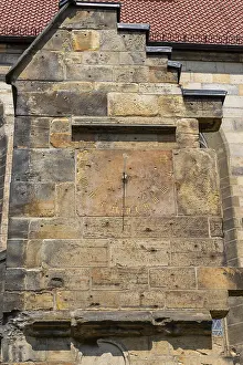 Uninhabited Church Buildings Prints: Detail of the outer wall, clock, St