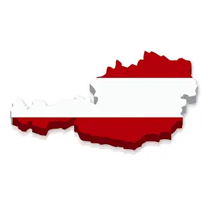 Prints of Outline and flag of Austria, 3D Map Prints: 3D Outline and Flag of Austria Print