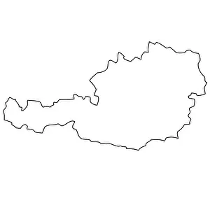 Prints of Outline, map of Austria Map Prints: Austria Outline Map Print