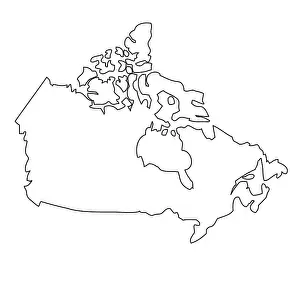 World Map Illustration Prints: Outline, map of Canada