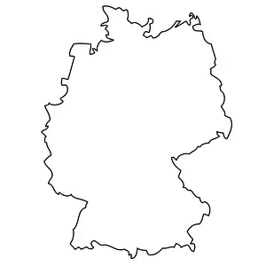 European Country Maps Prints: Outline, map of Germany