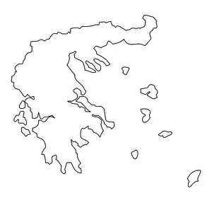 Prints of Outline, map of Greece Map Prints: Greece Outline Map Print