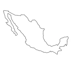Prints of Outline, map of Mexico Map Prints: Mexico Outline Map Print